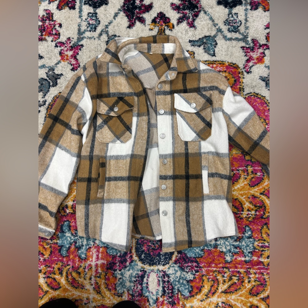 Plaid Flannel Button Down Shacket - image 4